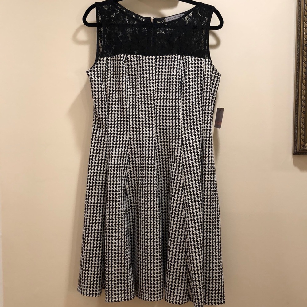 Black & White houndstooth flare dress